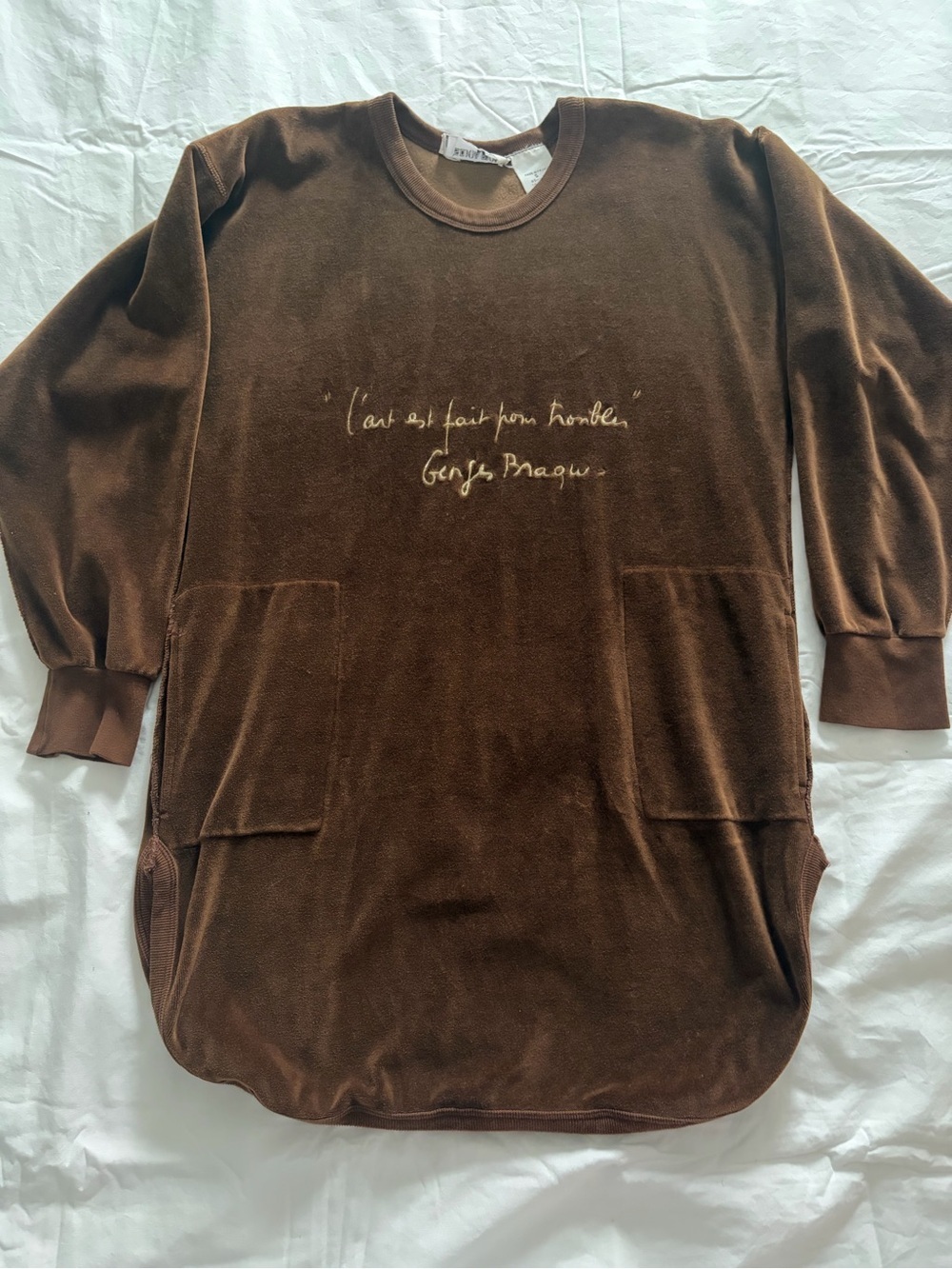 Vintage Sonia Rykiel Paris Luxury Brown Velour Sweatshirt Small Like New